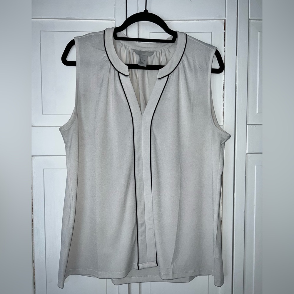 H&M White Tank Top Blouse, Size Large